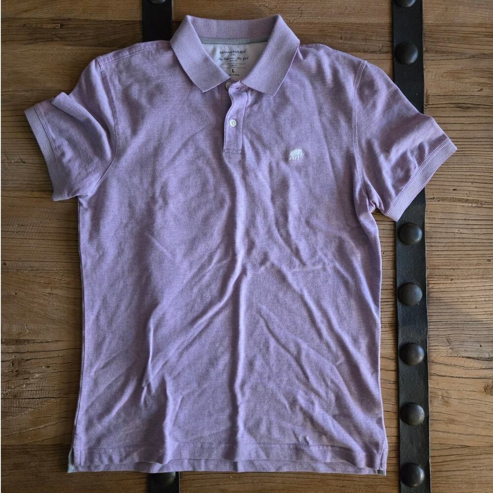 Banana Republic Factory Light Lavender Purple Slim Fit Polo Shirt sz L